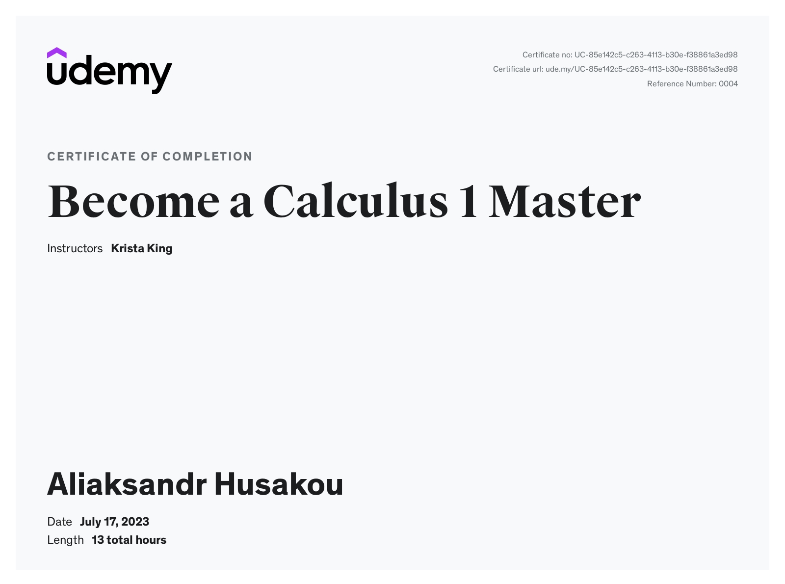 Become a Calculus 1 Master | Certificate